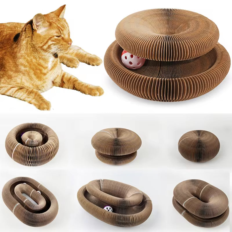 Magic Organ Foldable Cat Scratch Board Toy with Bell