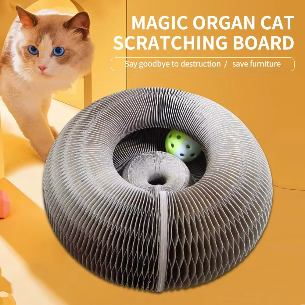 Magic Organ Foldable Cat Scratch Board Toy with Bell